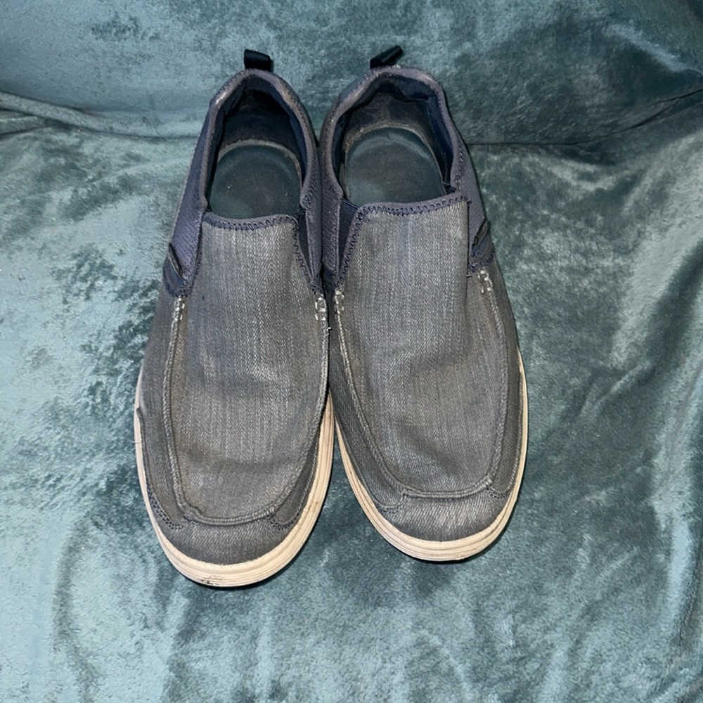 Sketchers relaxed fit memory foam blue slip on shoes size 13